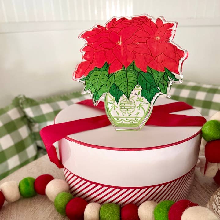 Lemondaisy Design - Wholesale Christmas Decoration - Acrylic Block Chinoiserie Christmas Poinsettia3