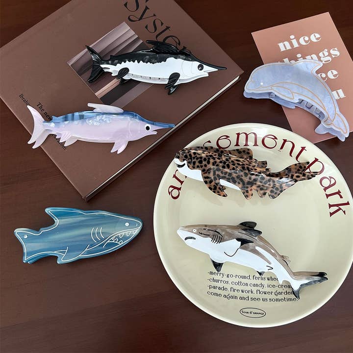 ACCITY - Wholesale Hair Clip - Women's - Ocean Animal Hair Claw–Dolphin, Seal & Shark Clip_CWAHA5759