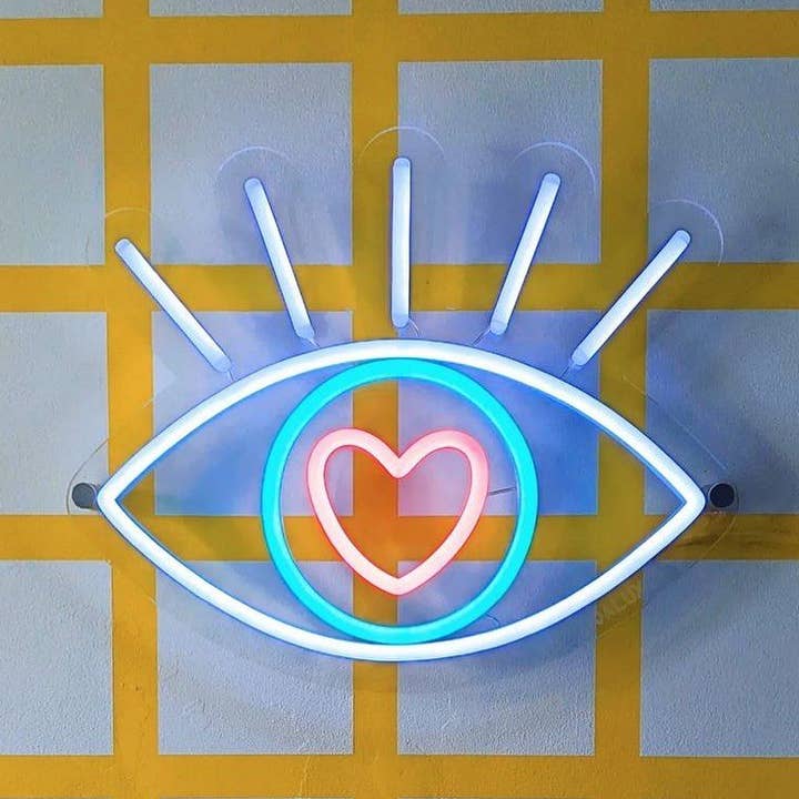 Letreros de neón Eye with Heart, luces de neón, letreros LED de neón para R para venta al por mayor de Aoos Custom