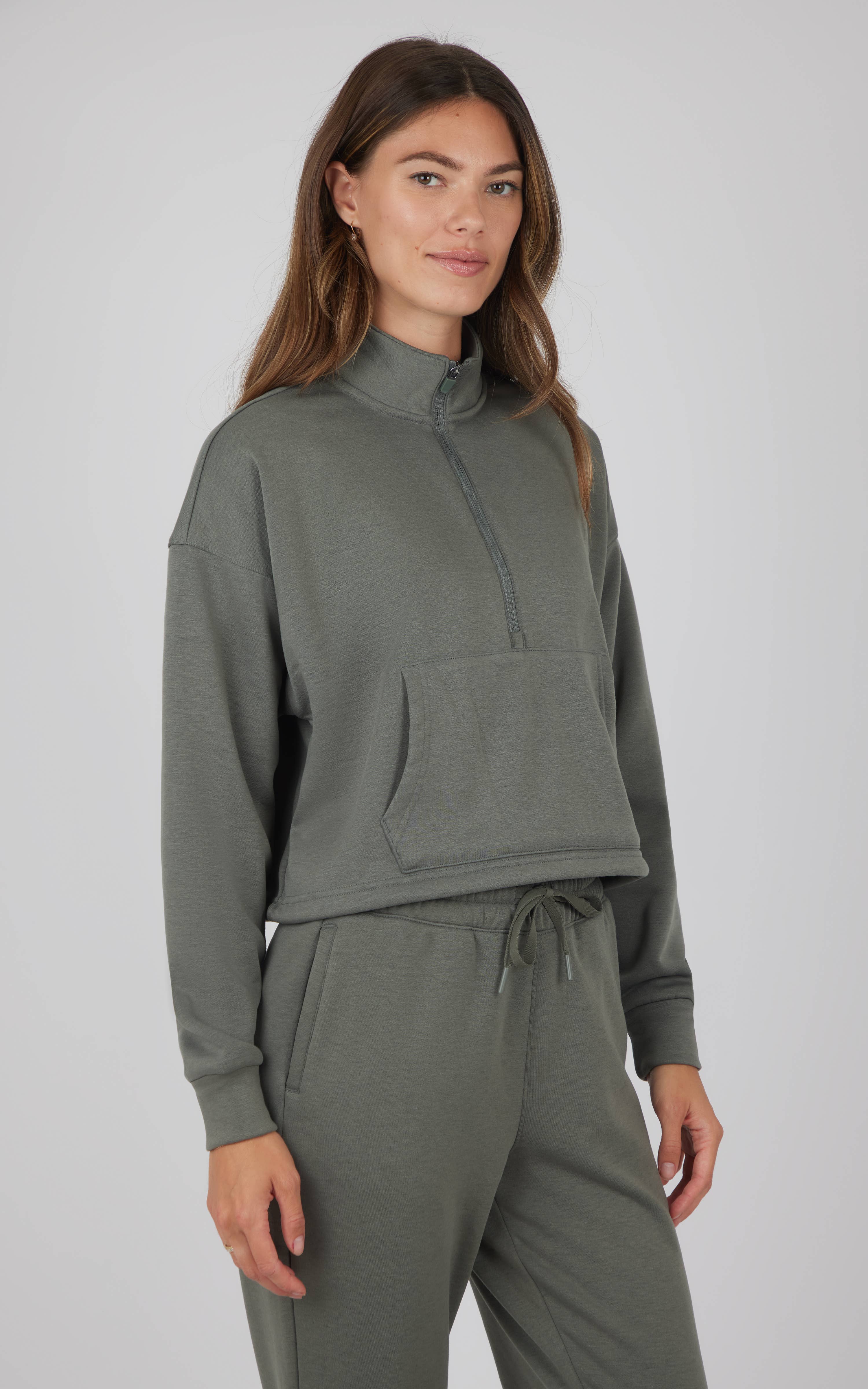 90 Degree by Reflex & Yogalicious - Wholesale Sweatshirt - Women's - Women's Everyday Scuba Fleece Half Zip Pullover2