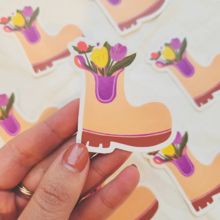 Autocollant Flower Boot découpé pour la vente par Full Bloom and Co.