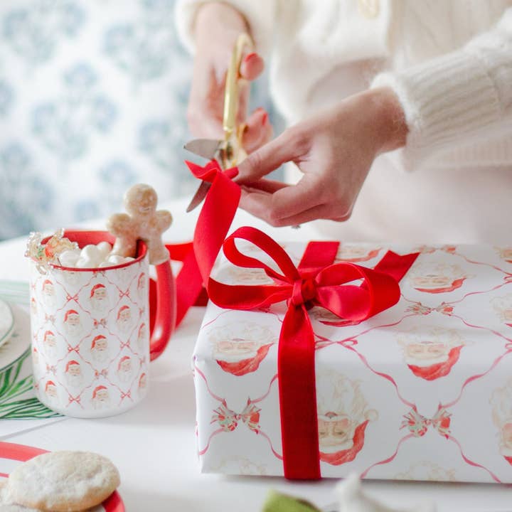 Simply Jessica Marie - Wholesale Flat Wrap - Ho Ho Bows Watercolor Wrapping Paper 3 Sheets1