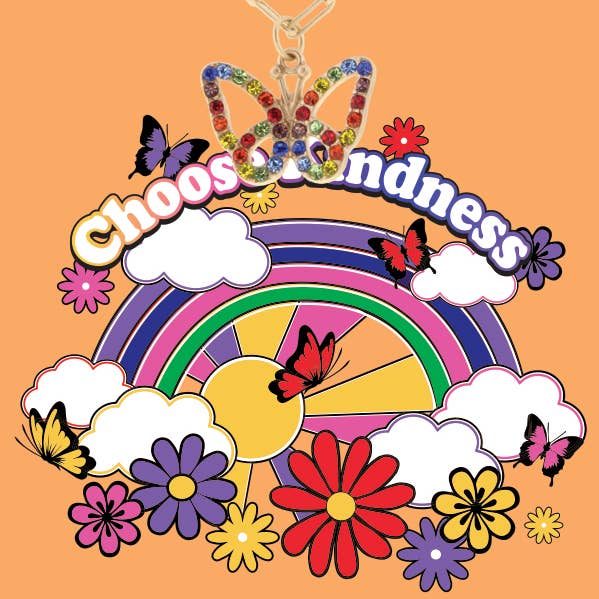 Jane Marie - Wholesale Kids Necklace - Kids - Kids 14" Rainbow Crystal Butterfly Necklace, 3" Ext.0