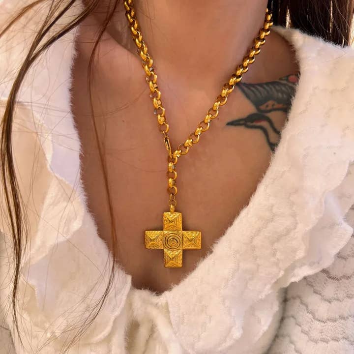 Sweet Cherry Sky - Wholesale Pendant/Charm Necklace - Chunky Cross Pendant Necklace in Silver or Gold