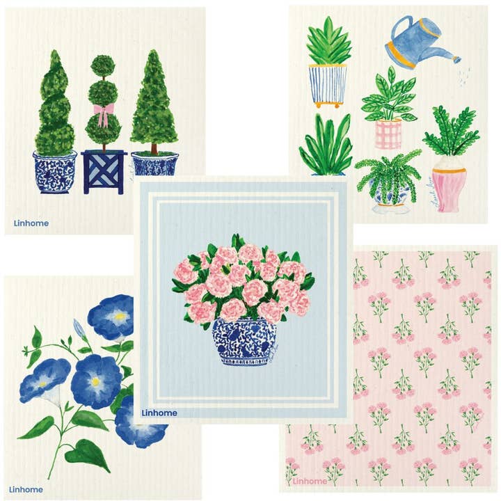 Blooming Garden – Linhome x Liesel Anne Swedish Dishcloths - 5 Pack for wholesale by Linhome