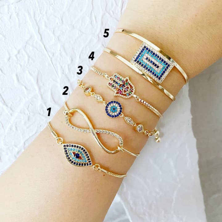 Evileyefavor – wholesale Berlockarmband – Guld Evil Eye Armband, Turkiska Evil Eye smycken, Manschettkedja