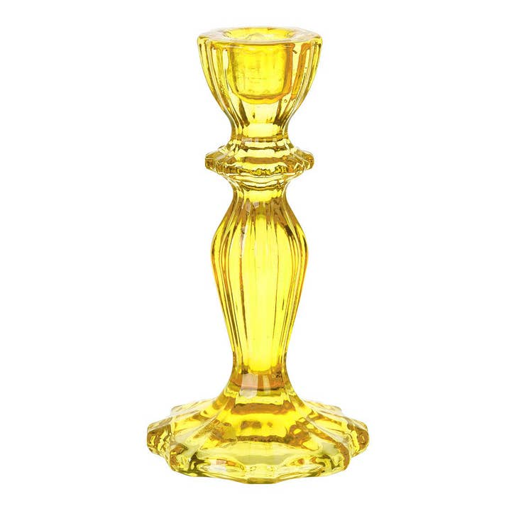Yellow Glass Candle Holder | Everyday Decor | for wholesale by Talking Tables USA