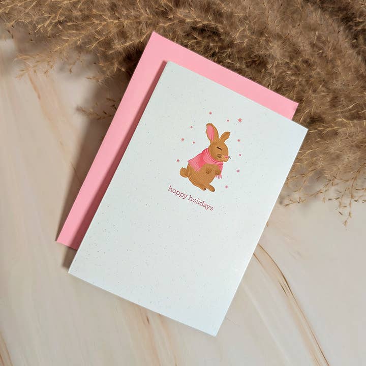 Joyeuses Fêtes Mini Carte Lapin pour la vente par Cheeky Peach Designs