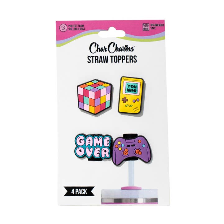 Gamer Straw Toppers (4 PK) for wholesale by CharCharms