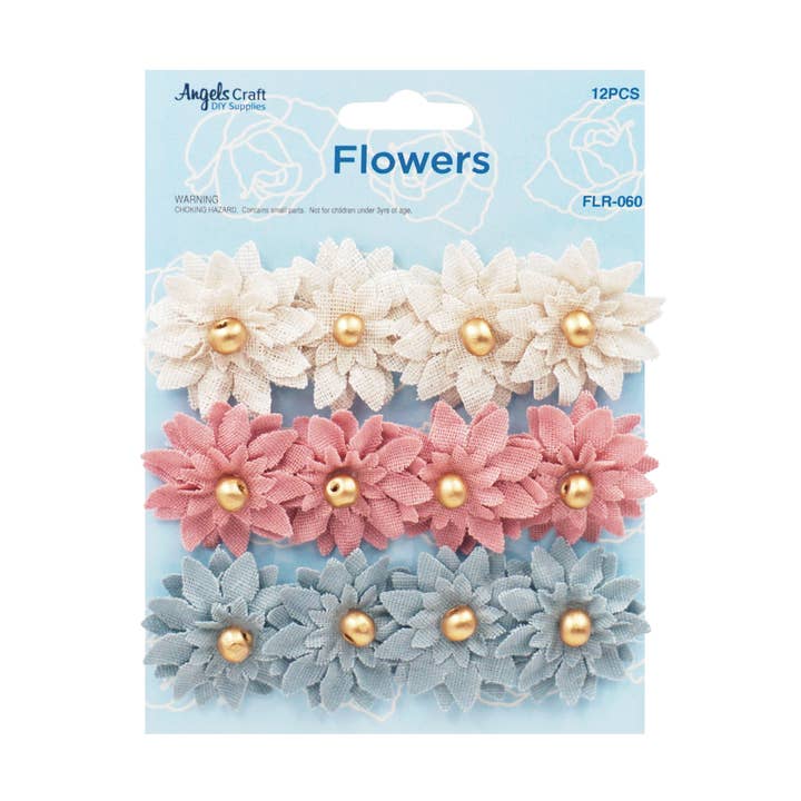 Lærredsblomst m/perleudsmykningsassistent. Farver 1.5" for engroshandel hos Angels Craft