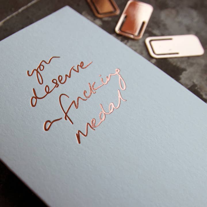 Text From A Friend - Wholesale Congratulations Card - You Deserve A Fucking Medal - Hand Foiled Card