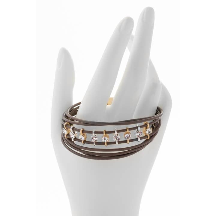 SAACHI - Wholesale Bangle Bracelet - Jewel Leather Wire Bracelet