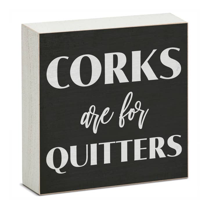"Corks" Artistic Freestanding Solid Wood Block Sign for wholesale by CounterArt/Highland Home/Thirstystone/CoasterStone