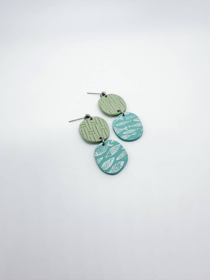 Fish Print Earrings for wholesale by Wild Coho Clay