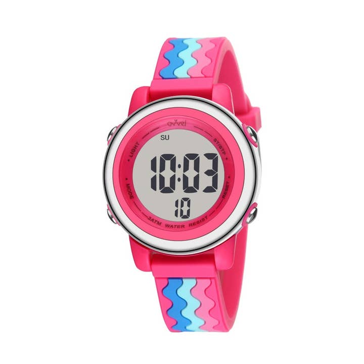 Montre de sport numérique pour filles avec de nombreuses fonctionnalités - Pinky Ripple pour la vente par Ovvel Watches