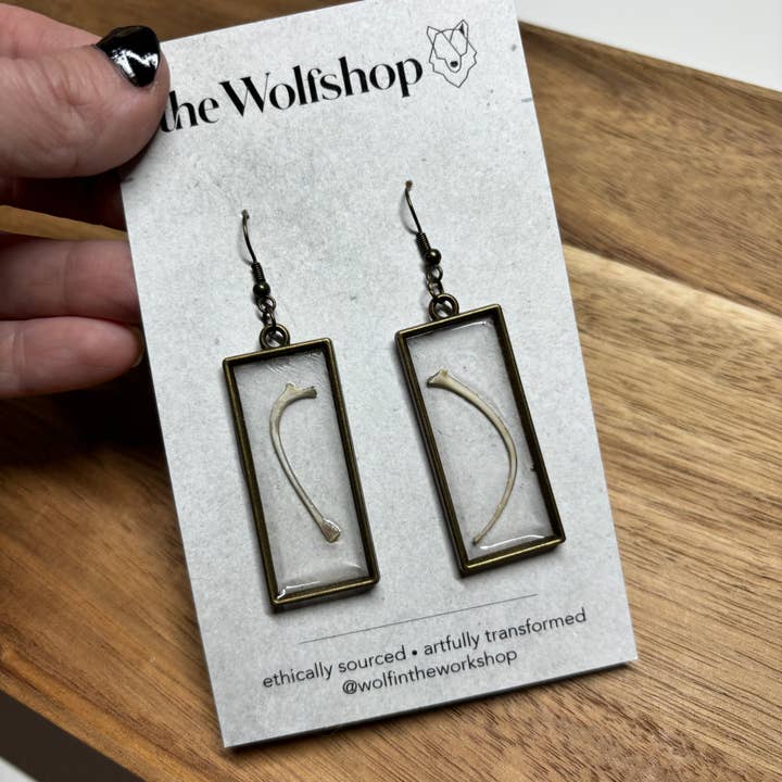 Oddity Earring - Ball Python Rib Bone for wholesale by The Wolfshop