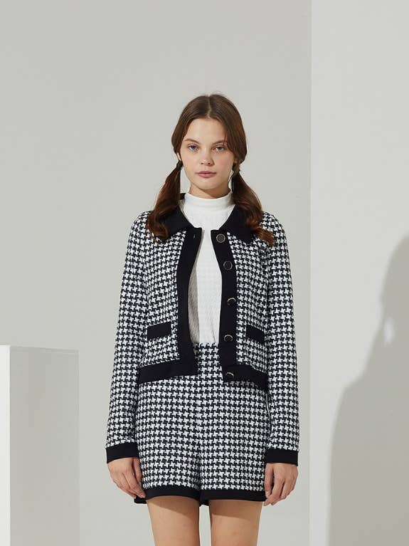 Haley Golf Wear Women Setup Hound Tooth Check Jacket Black por atacado de Nevermindall Golf