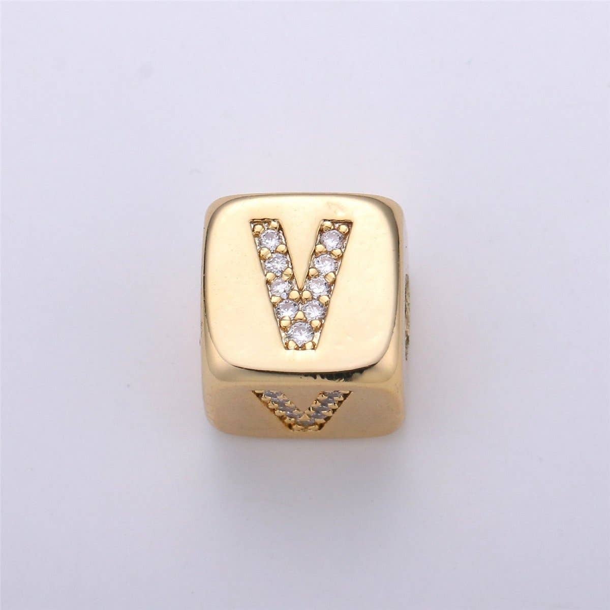 Aim Eternal - Wholesale Individual Charm/Pendant - 9x9mm Gold Initial Letter Beads, Alphabet Beads, Initial Beads, Alphabet Blocks Micro Pave Initial Block Charm for Bracelet Necklace Supply21