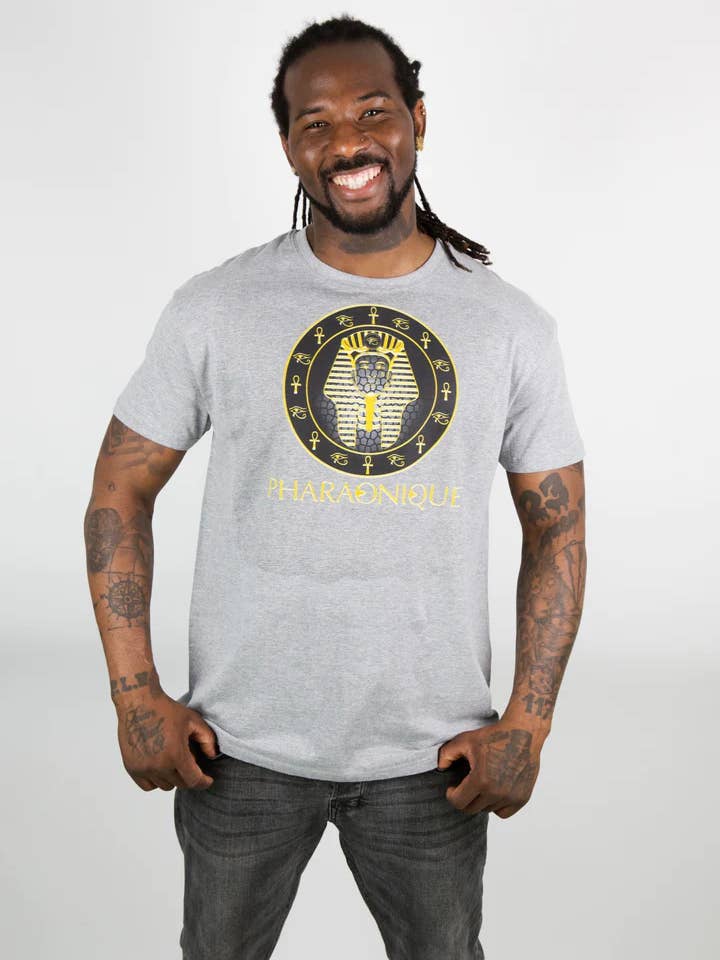 T-shirt da collezione Ramses II in edizione limitata Grigio per la vendita all'ingrosso da parte di Pharaonique