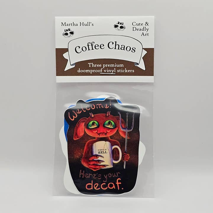Coffee Chaos - Sticker Pack for wholesale by Martha Hull Studio
