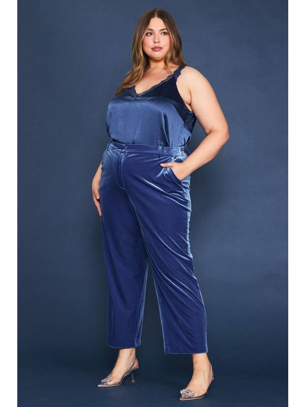 SKIES ARE BLUE – Engroshandel Bukser - Dame – Plus size fløjl bukser med lige pasform5