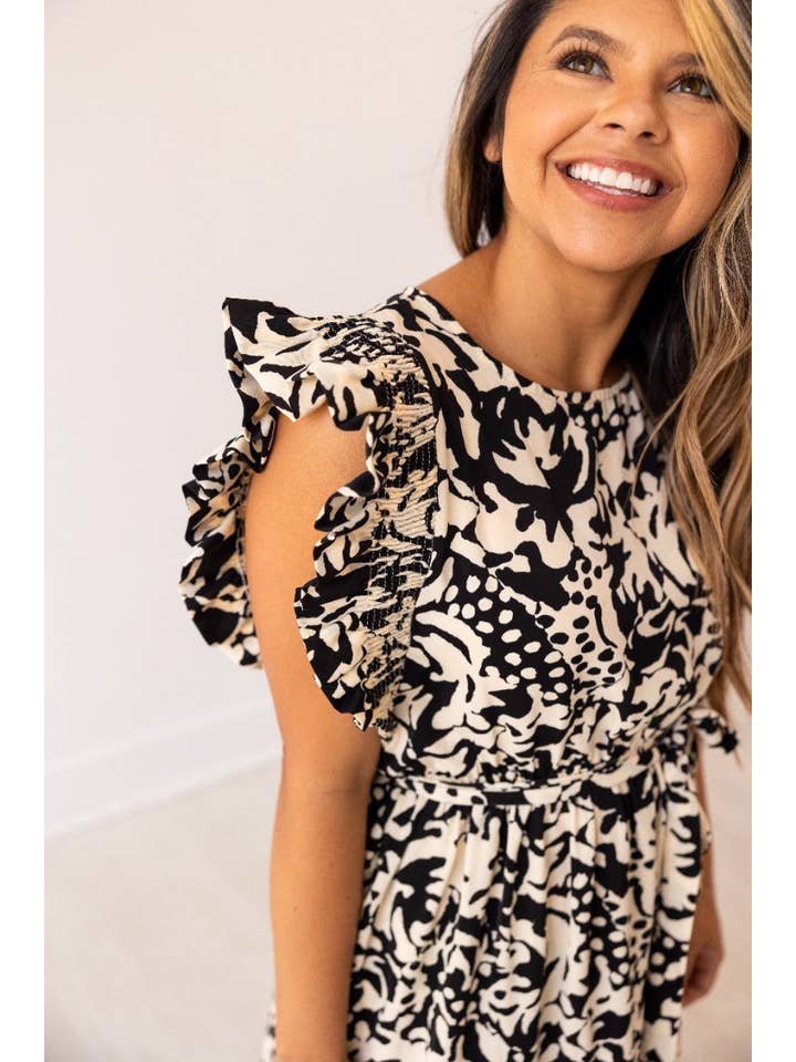 Beige and Black Abstract Dress for wholesale on Faire