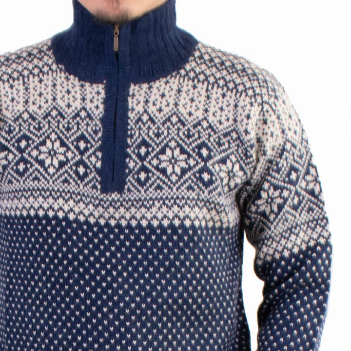 L.A.M Bolivia - Wholesale Gebreide trui - Heren - 100% Alpaca trui La Paz met halve rits en opstaande kraag2