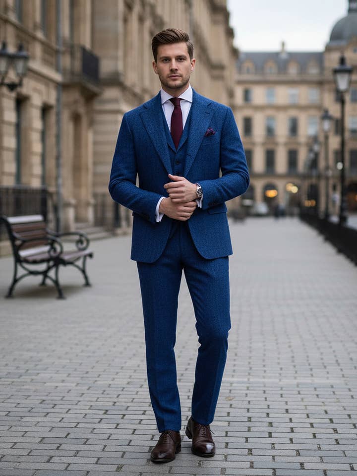 3 Piece Tweed Suit for Men | 3-Piece Men's Suit in 5+ Colors for wholesale by Masculine MOoda