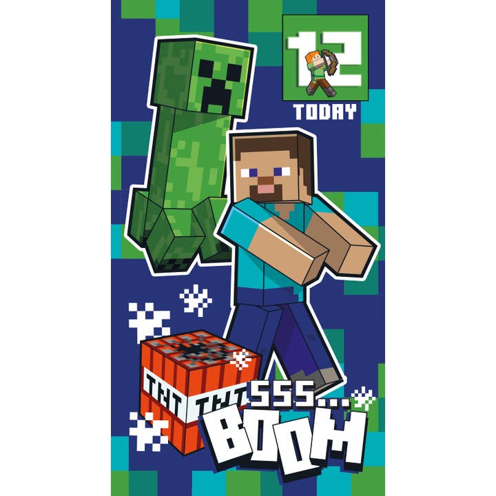 Danilo Promotions Ltd – wholesale Birthday card – Minecraft Multi Ages 7-14 Sticker Birthday Card3