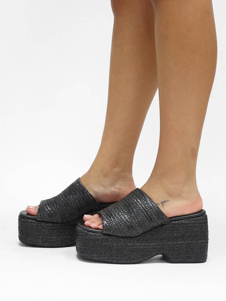 Lemonade Shoes - Wholesale Platform Heels - Women's - MARIE - Raffia Wedge Heel, Chunk Summer Sandal7