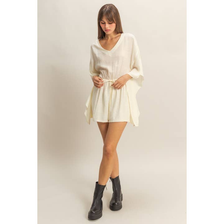 HYFVE - Wholesale Romper - Women's - HF23E910-Tie-Waist V-Neck Romper