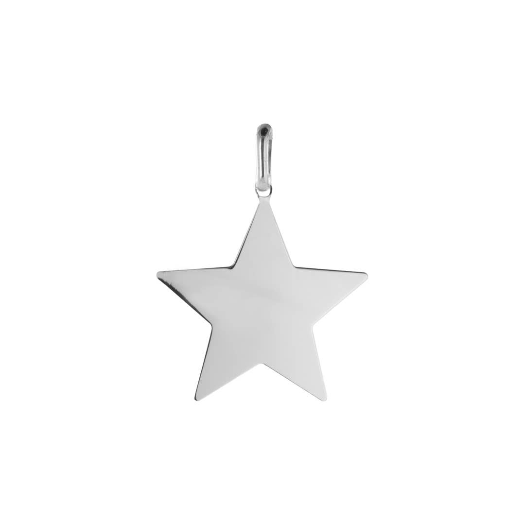 Bijoux Fabrication Française - Wholesale Individual Charm/Pendant - Engraving Star Medal - Smooth - Gold-Plated - Silver 925‰1