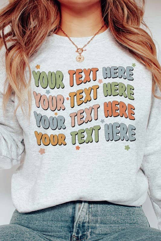 The Funnel Cake Tree - Vente Sweat-shirt à imprimés – femme - Sweat-shirt à col rond rétro ondulé avec texte personnalisé S-4XL0