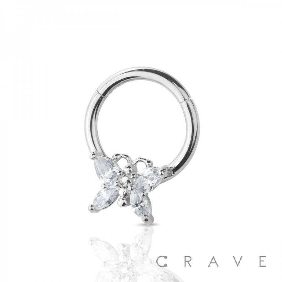 CRAVE - Wholesale Ring met een steen/solitaire ring - 316L SS PRONG GEM VLINDER VOORSTE SEGMENT RING3