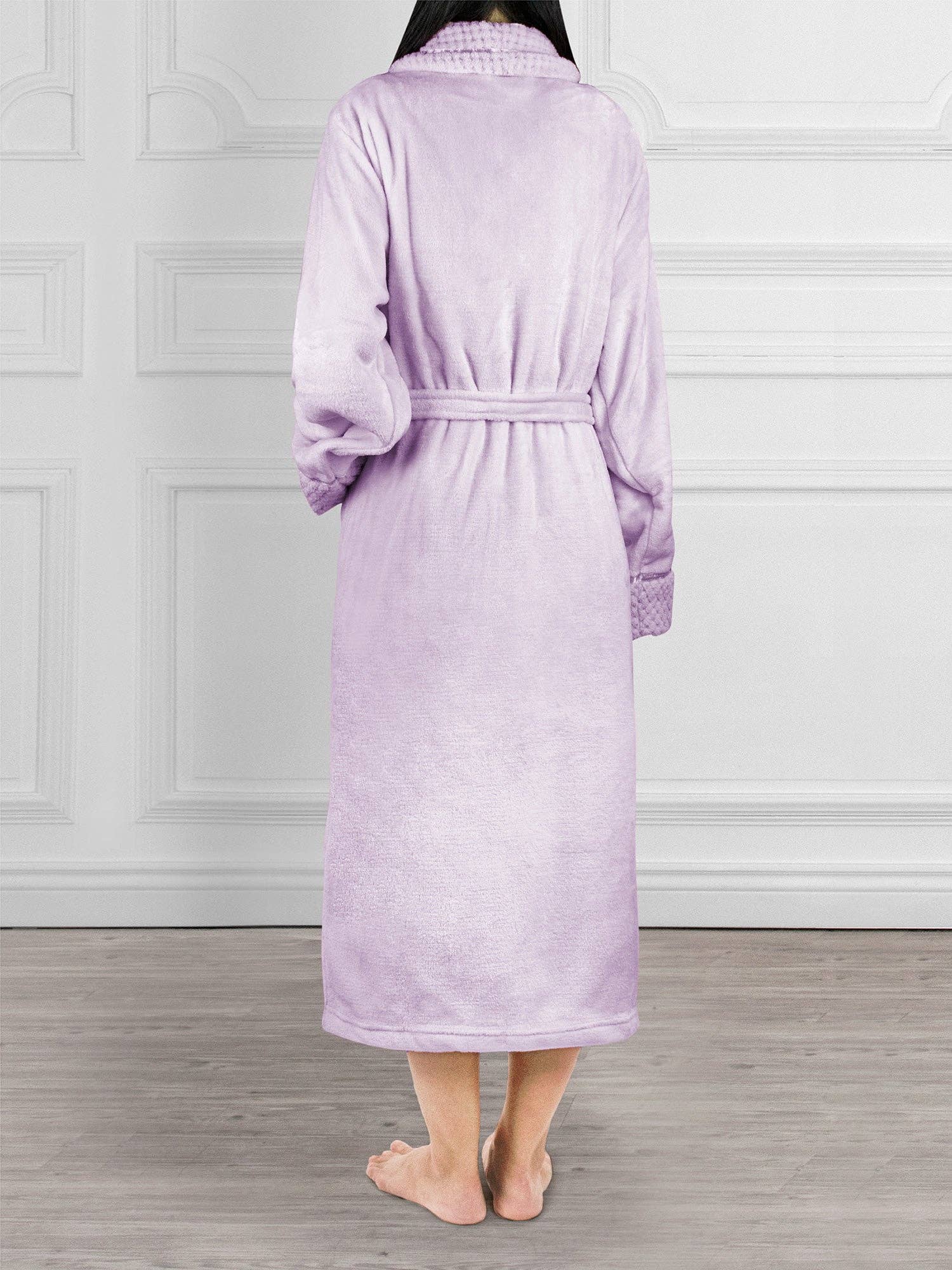 Pavilia - Wholesale Badjas - Dames - Damesbadjas van fleece met satijnen en wafelkanten52