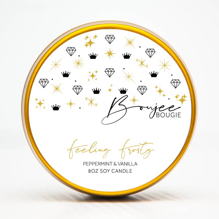 Feeling Frosty | Hortelã-pimenta e baunilha | Vela de cera de soja por atacado de Boujee Bougie