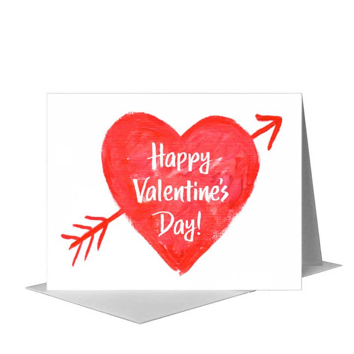 Printed Canvas - Wholesale Valentine's Day Card - Heart Arrow, Greeting Card (#8125B)