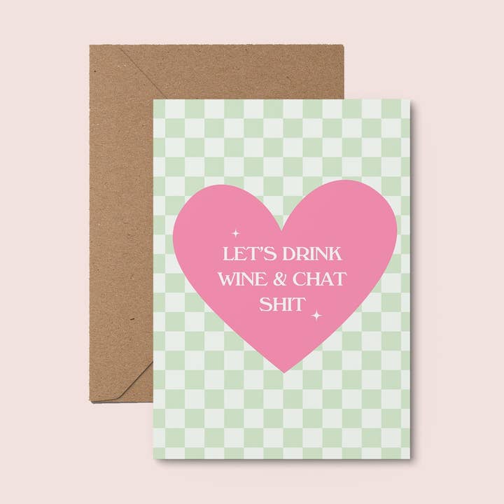 Let's Drink Wine & Chat Card for wholesale by Moonshine Prints