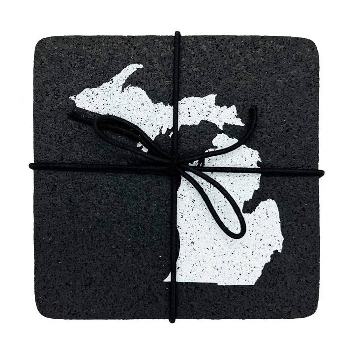 Michigan Silhouette Recycled Tire Coaster Set of Four for wholesale by City Bird