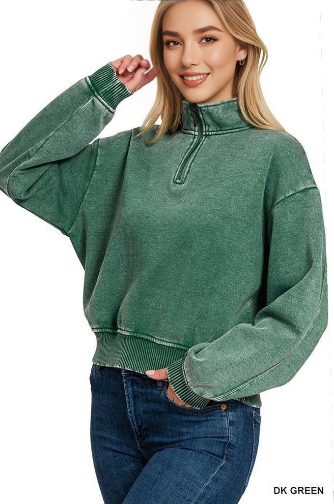 42POPS - Wholesale Sweatshirt - Women's - `.0806 Washed Fleece Half Zip Pullover SI-2493020
