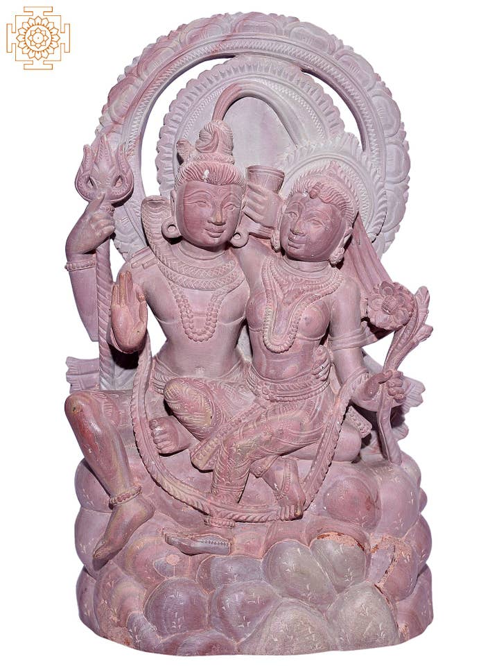 12" Lord Shiva And Parvati | Stone Statue for wholesale by Exotic India Art