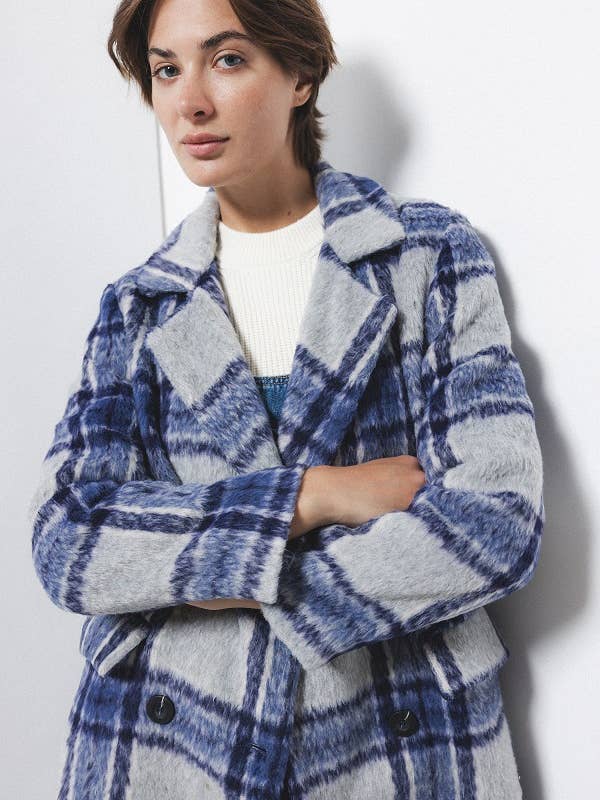 Lanidor - Wholesale Coat - Women's - Double Breasted Checked Coat (425274-189)2