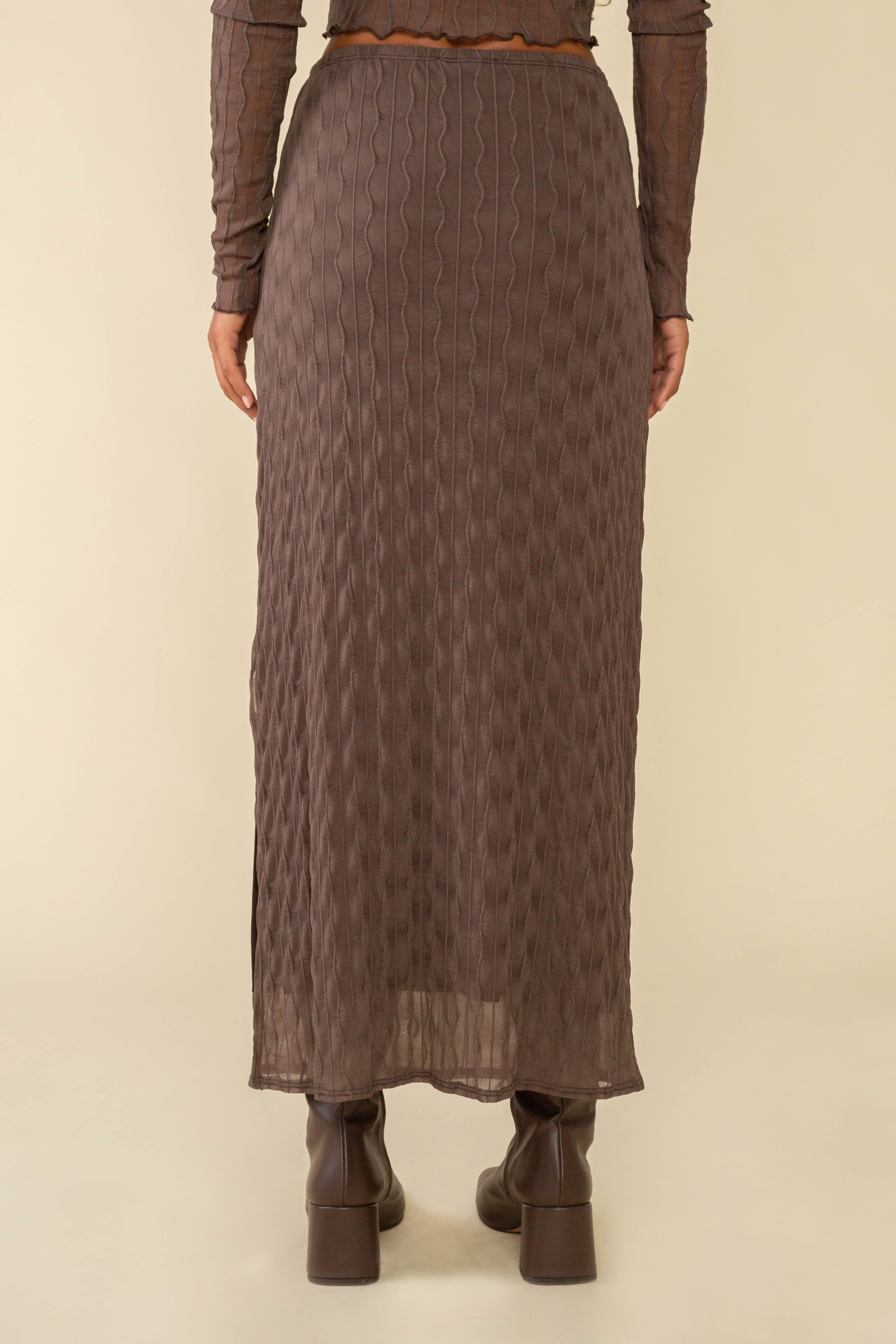 NLT – wholesale Skirt – Women’s – Abra Jacquard Mesh Skirt | Wavy Maxi4