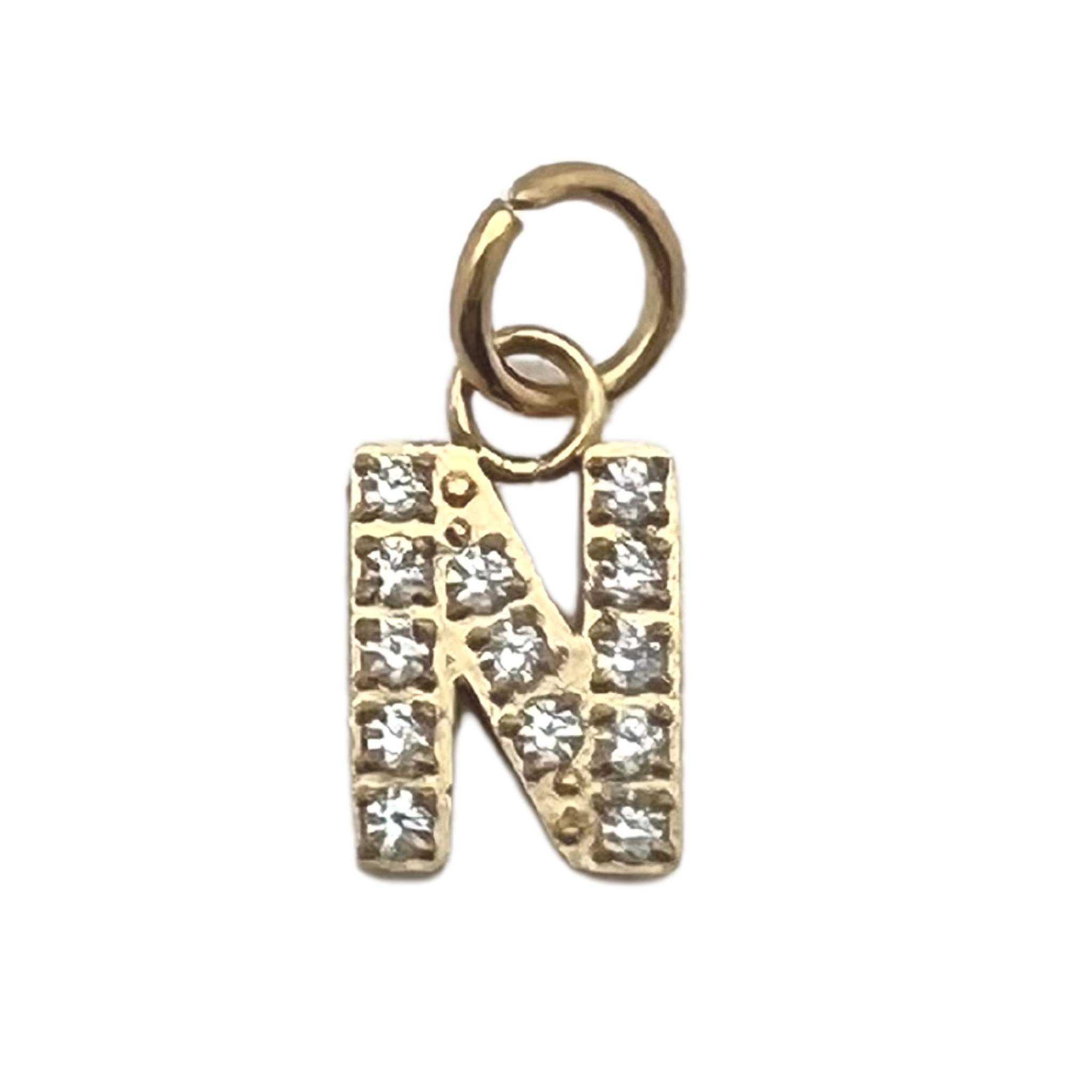 WJW – wholesale Individual charm/pendant – Gold Pavé Set CZ Initial Letter Charms20