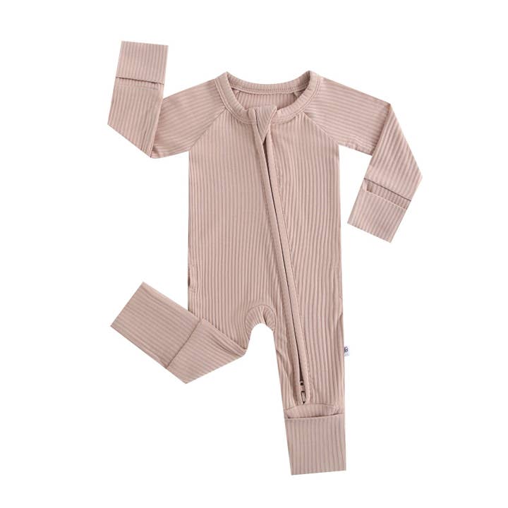 Luxie Charm - Wholesale Jumpsuit - Baby - Maple Ribbed Zippered Baby Romper