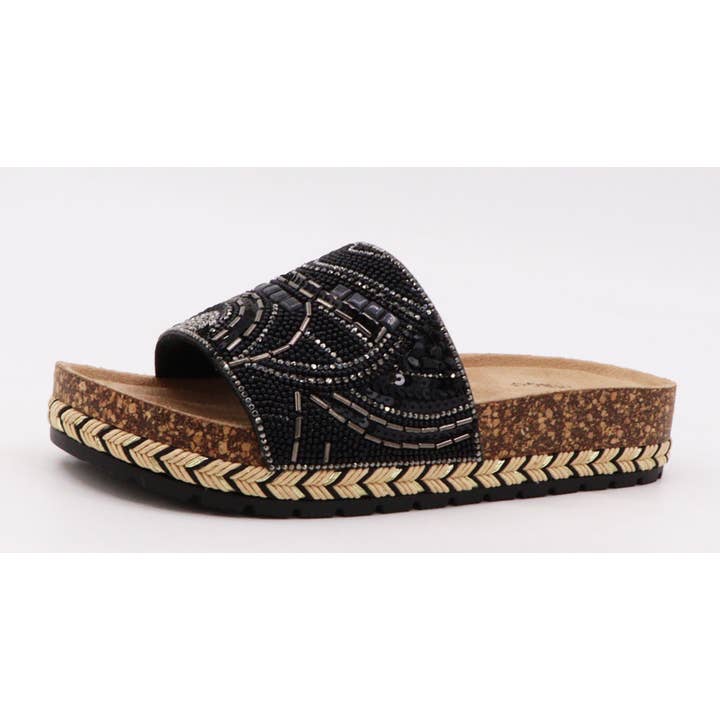 Mars Sky Shoes Wholesale - Wholesale Slides - Women's - Bamboo CLASH-14 Women Cork Sole Beaded Boho Summer Sandals