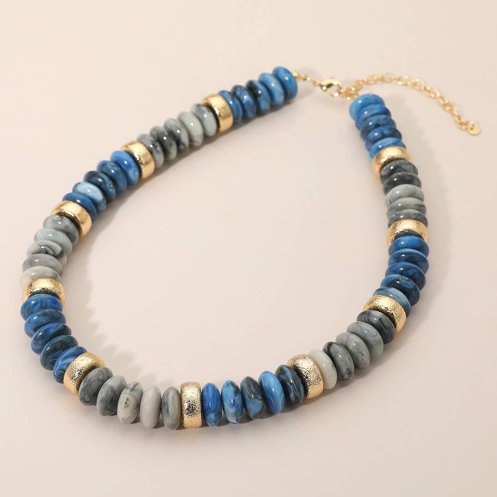 Sensibling Corp. - Wholesale Beaded/Pearl Necklace - Chunky Resin Disc Beaded Necklace0