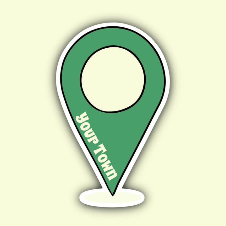 Custom Location Pin Sticker- Green for wholesale by The State Stickers
