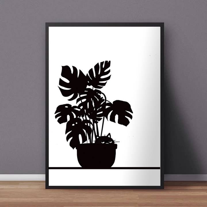 Happy Campurr - Wholesale Art Print - Hiding in the Plants 11 x 14 Playful Art Print