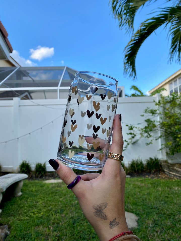 Multi Hearts | Mocha Beer Glass for wholesale by Paulakoalaco